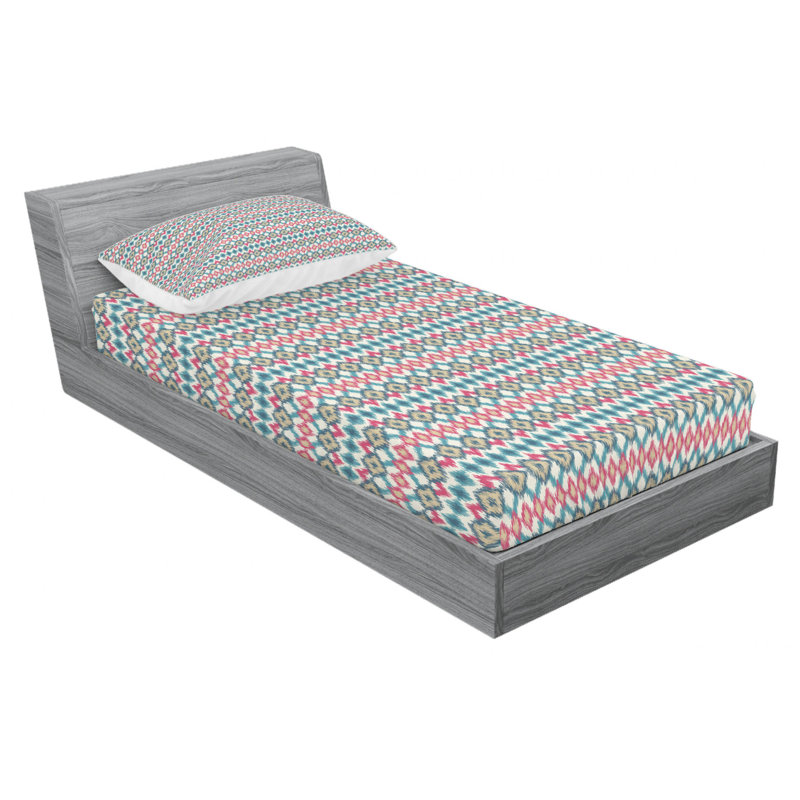 Microfiber Ikat Sheet Set, Twin Sheet Set with Fitted Sheet