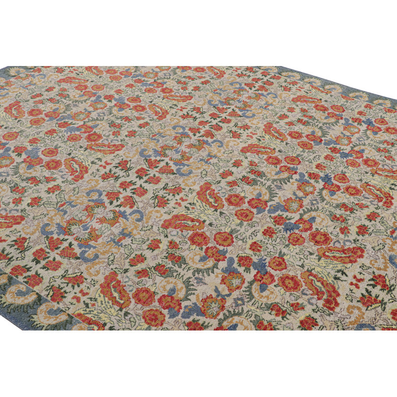 Rug & Kilim’S Classic Rug In White With Floral Patterns, Rectangle 6' x 8'