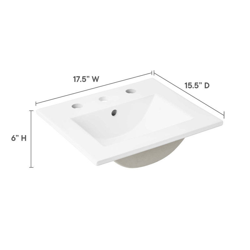 Modway Cayman 18" Bathroom Sink, White
