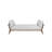 Aurora Upholstered Daybed – White Fabric with Leather Strap Detail & Wood Frame