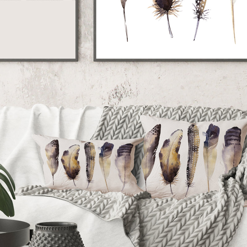 Housse de coussin rectangulaire avec insert Ethnic Feathers I