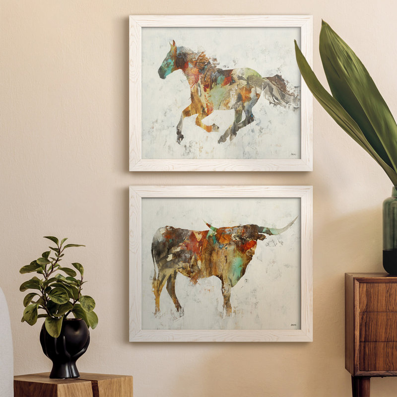 Totem II - ensemble de 2 reproductions, H 34 po x l 20 po x P 1 po, Toile blanche encadrée, Pas de tapis