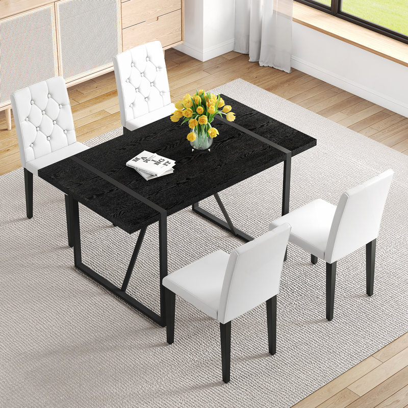 Red Barrel Studio 5-Piece Wooden Dining Table Set, Rectangular Table ...