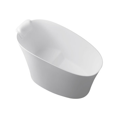 51" Oval Freestanding Solid Surface Bathtub With Integral Seat, Headrest, Overflow & Drain