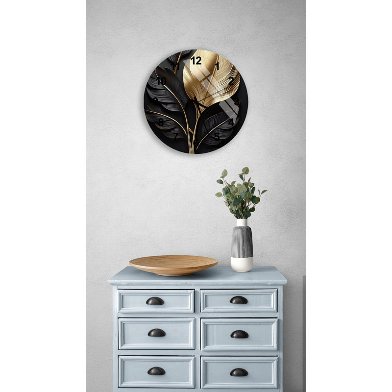 Horloge murale Glam Art Deco, Noir