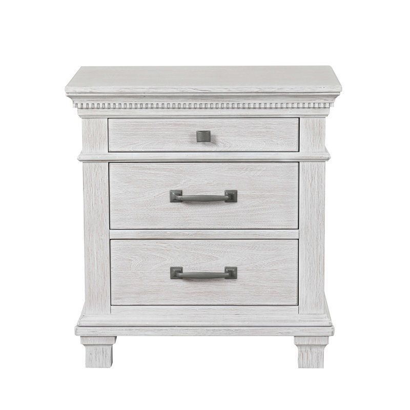 Mobilier de chambre à coucher de style transitionnel avec poignées en métal et poignées métalliques
