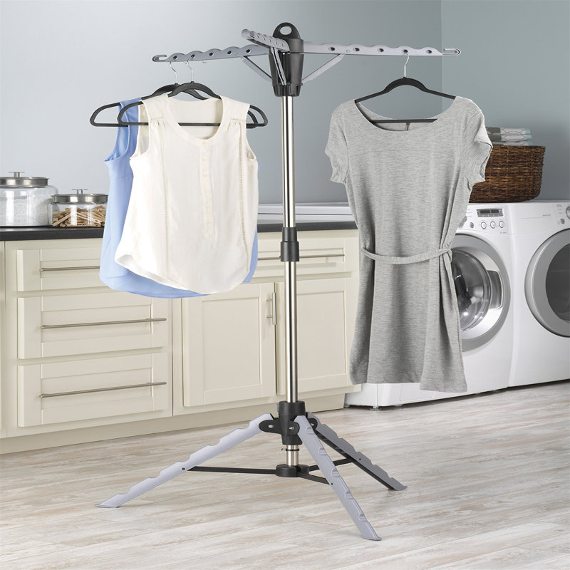 Foldable, Space-Saving Plastic Drying Rack For 36 Garments - Grey, 28 X 28 X 64.5 Inches