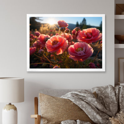 Pink Ranunculus Field, reproduction d'art sur toile