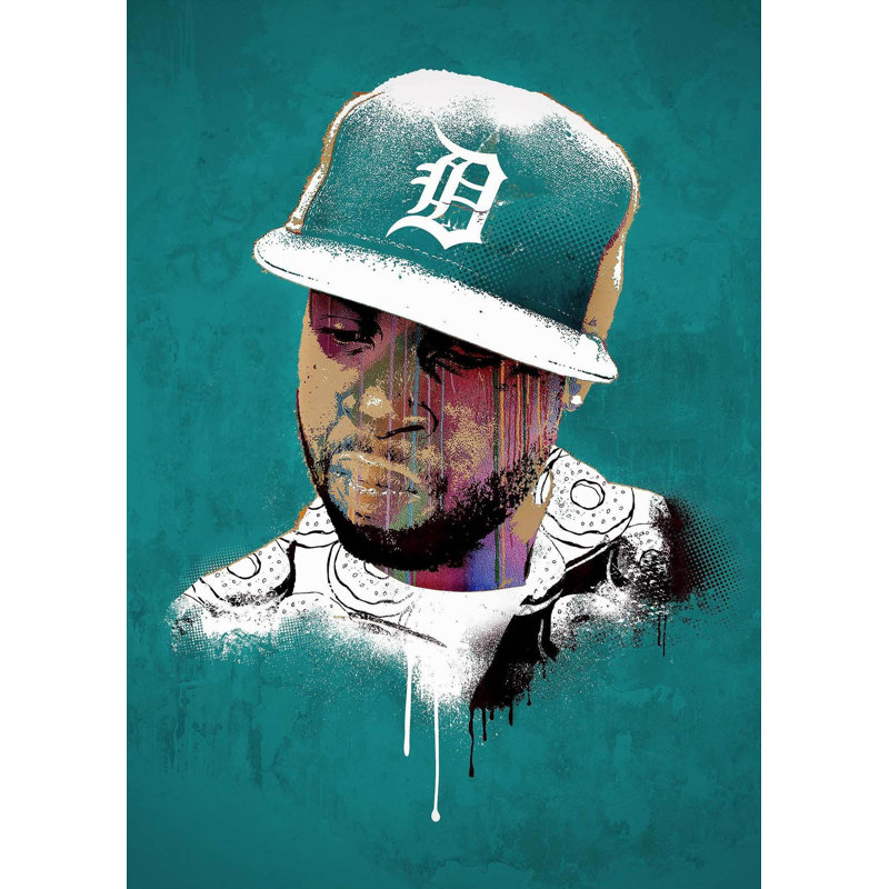 J Dilla - Print on Canvas, 40cm H x 30.48cm W x 0.2cm D, Black Framed