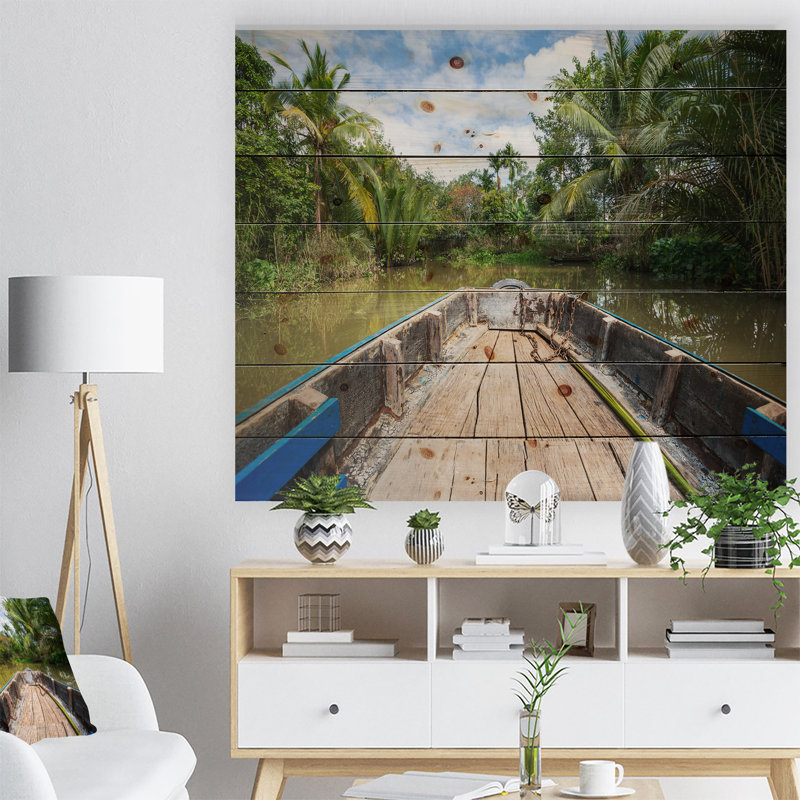 « bateau », reproduction de photo, H 30 po x l 40 po x P 1,5 po, Bois