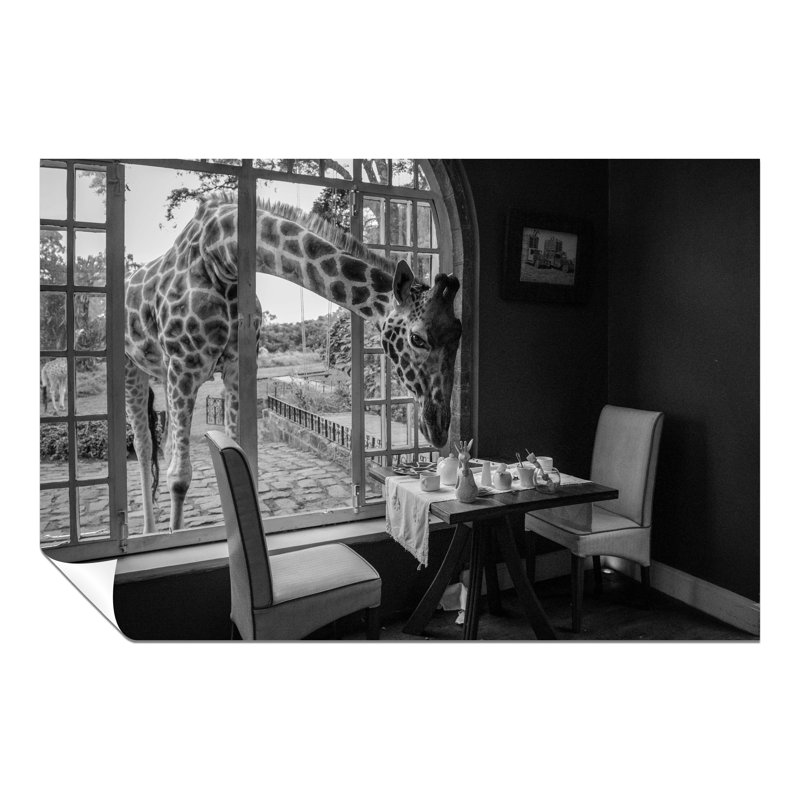 Giraffe Eat Breakfast - No Frame Print, 31cm H x 46cm W x 0.5cm D