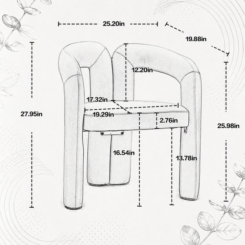 Ensemble confortable de chaises d'appoint rembourrées en velours pour divers espaces