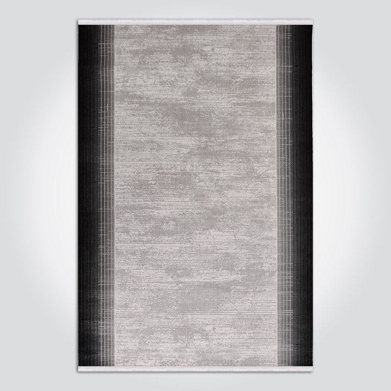Tapis gris moderne lavable à la machine, Rectangle 2 pi 8 po x 5 pi