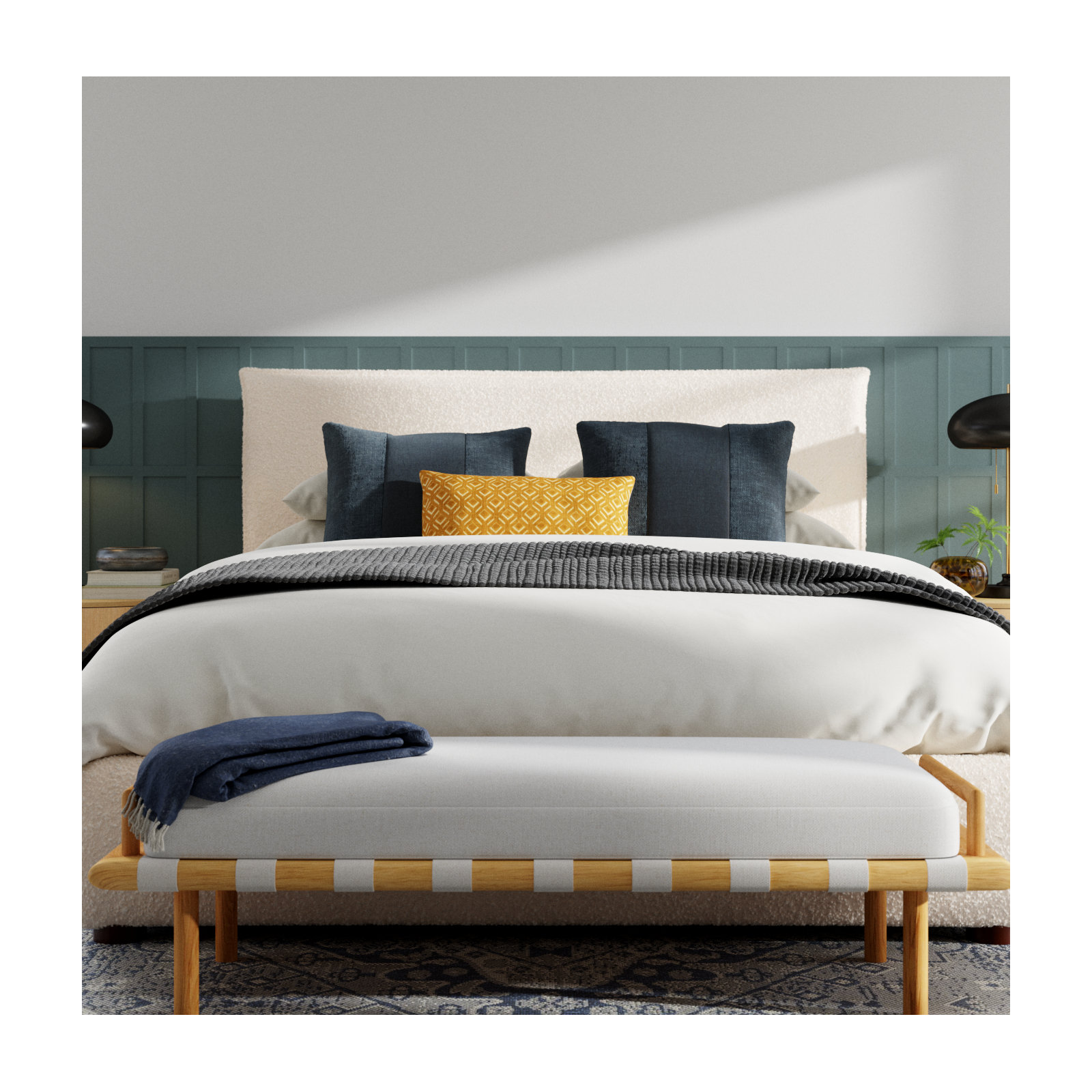 Upholstered Bench, Natural