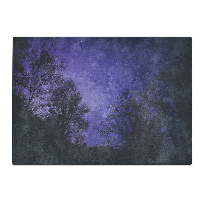 Tempered Glass Purple Stars Chopping Board, 28.5 cm x 39 cm