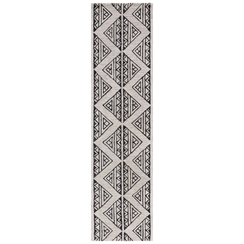Armanii Metro Hand Tufted Wool And Cotton With Latex Geometric Rug, Runner 2'3" x 9'
