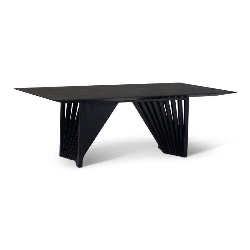 Modern Brazilian Laguna Glass Top Dining Table, Ebano