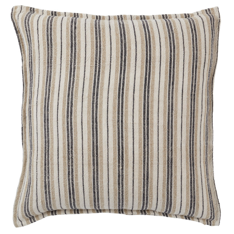 Housse et insert de coussin rectangulaire 100% lin Regent, Carré H 20 po x l 20 po, Brun foncé, Rembourrage 100% polyester