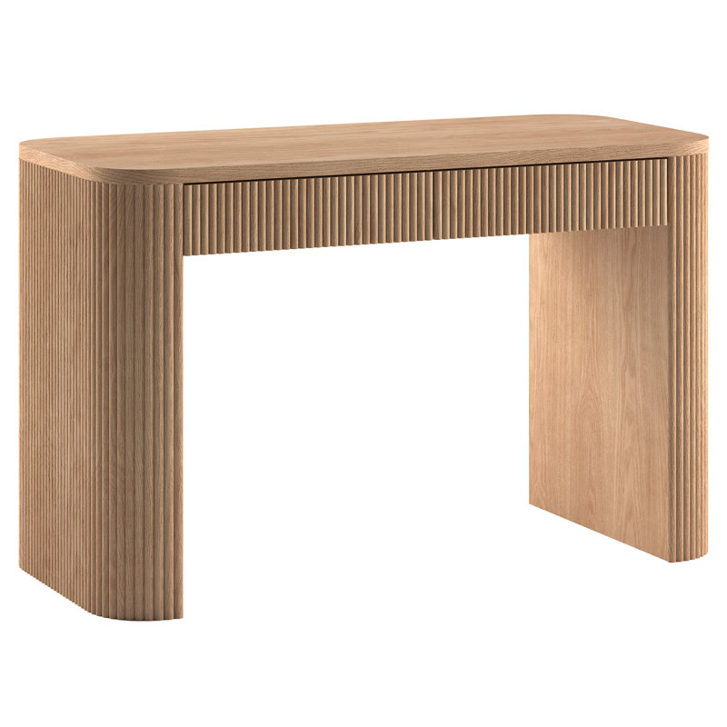 Carter 47.5" Wide Rectangular Solid Wood Fluted Desk in Light Oak, Light Oak