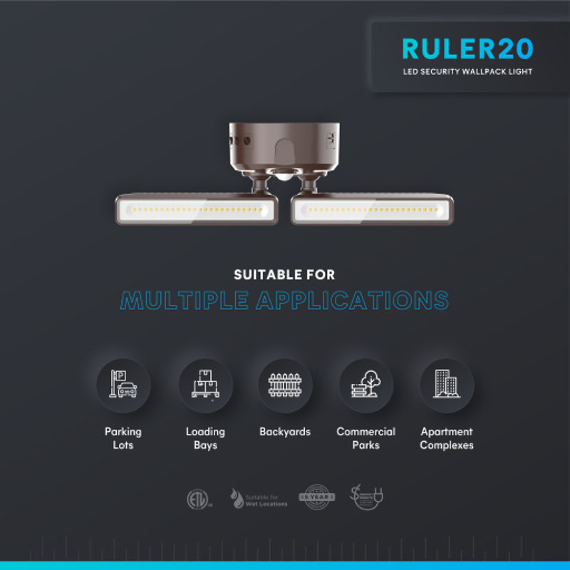 LED Thin Flood Light - 2000 Lumen - 5 CCT Selectable 2700K-5000K, Bronze