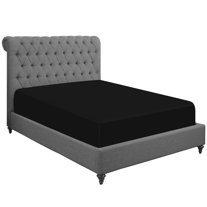 Complete Bedding Set – Premium Brushed Microfiber Reversible Duvet Cover with Black Fitted Sheet, Super King