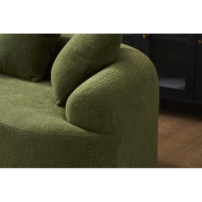 Canapé à compression, style moderne courbé pour petits espaces et appartements, chenille 30D sans assemblage, 3 coussins décoratifs