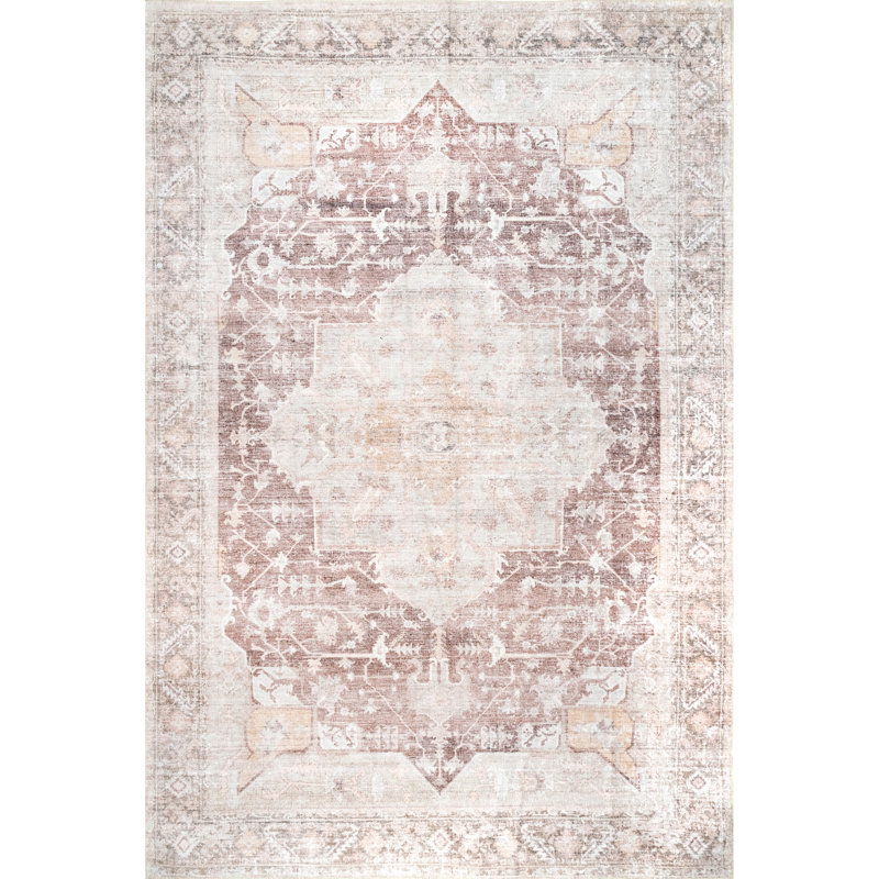 Eppler Medallion Machine Washable Area Rug for Living Room Bedroom Dining Room Kitchen, Rectangle 9' x 12'