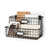 Junis Metal Basket Wall Organizer with Hooks - Joseph's Woodwork Co.