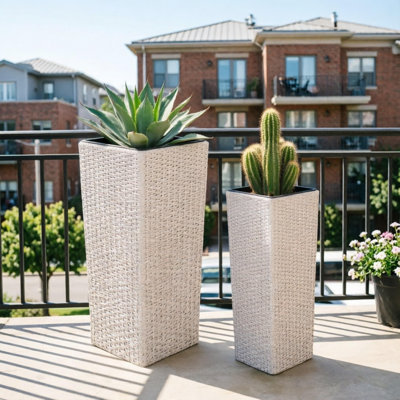 31 po Ensemble de 2 pots à fleurs H Rattan