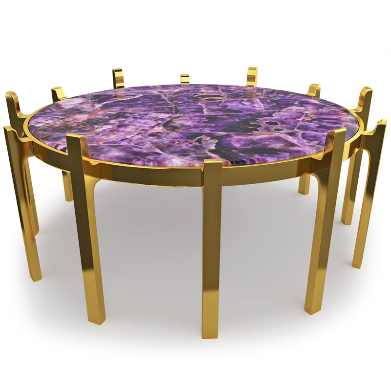 Crown Stone Coffee Table, Amethyst/Gold