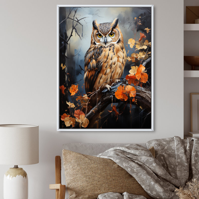 " Brown Owl Overture III ", White Floater Framed, 32" H x 16" W x 1" D