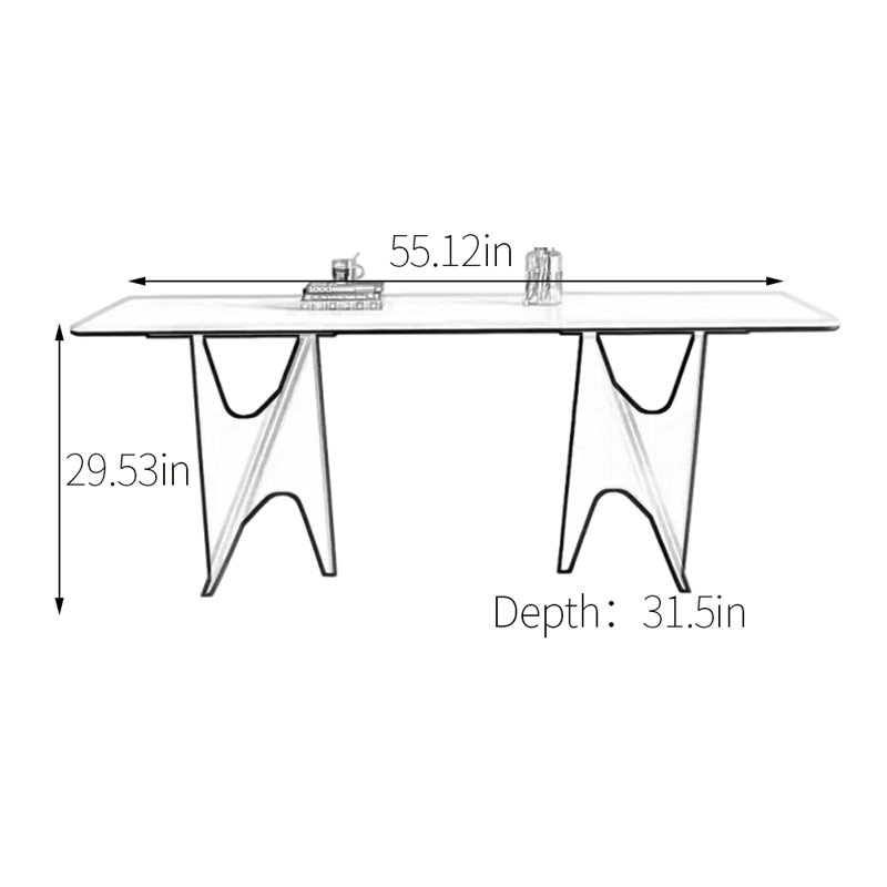 Table de salle à manger Natural Elegance, H 29,53 po x L 55,12 po x l 31,5 po