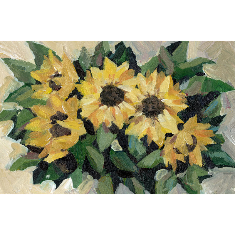 Faded Sunflowers - Painting Print, Black Floater Framed, 81cm H x 122cm W