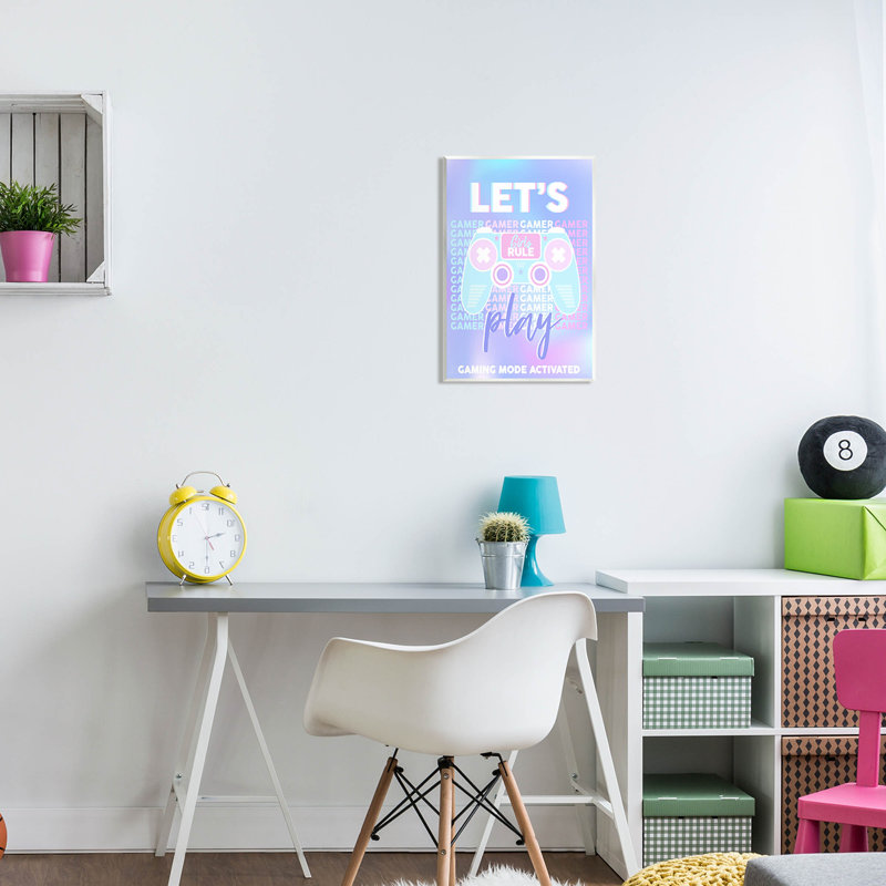 «Let's Play Gaming Mode», art par estampe numérique par Angela Nickeas, H 19 po x l 13 po x P 0,5 po, Bois