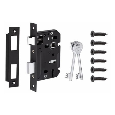  Bolt Through 3 Lever Sash Mortise Lock in Electro Brass Finish with 2 Keys - 64mm