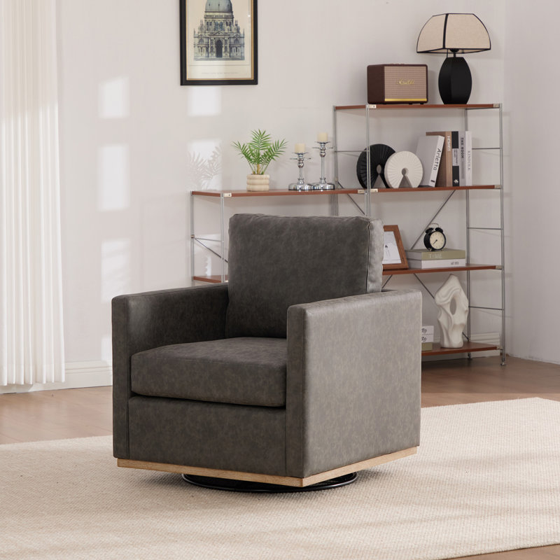 Fauteuil pivotant rembourré 30,7 po Pu, Gris