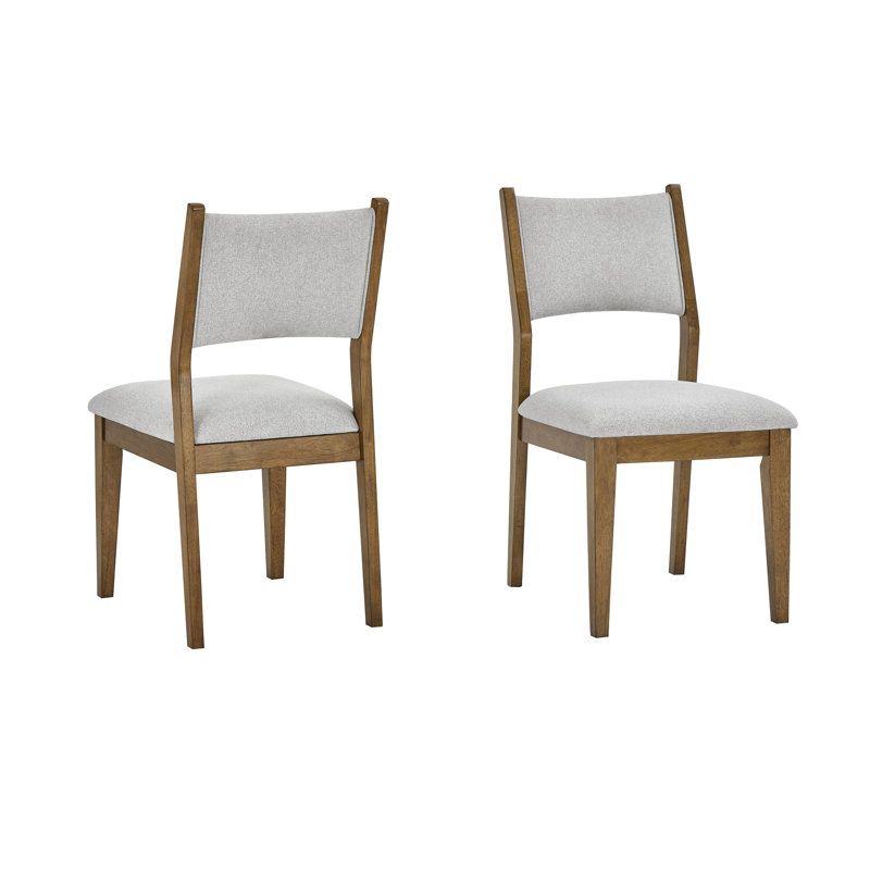 Chaises de salle à manger en tissu de chêne noyer de 2, poids de 35 lb, confortable pour les dîners de buffet en tissu 2 po, dossier ouvert, profondeur de produit de 23 po, ajout élégant