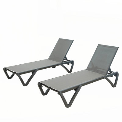 Patio Chaise Lounge Outdoor Aluminum Polypropylene Chair with Adjustable Backrest