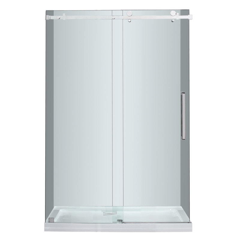 Porte de douche coulissante simple sans cadre de H 77,5 po Moselle, Acier inoxydable