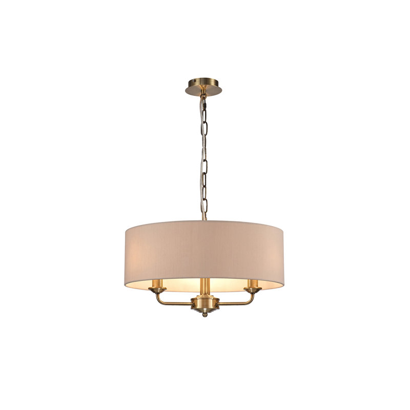1 - Light Drum Pendant, Antique Brass, 150cm H x 45cm W x 45cm D, Nude Beige/Moonlight