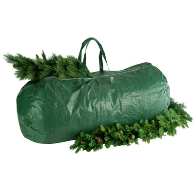 56" Green Heavy Duty Tree Storage Bag with Handles & White Zipper - For Trees up to 9' Tall