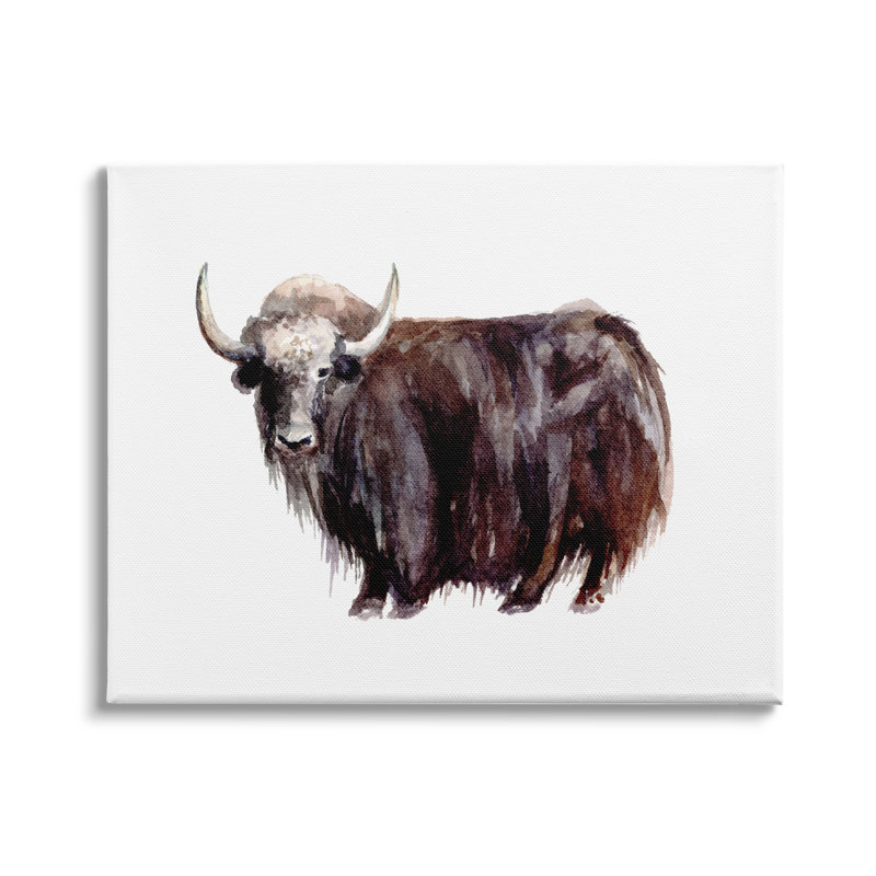 Bétail à poils longs de la ferme Yak par Fox Hollow Studios - Peinture, H 24 po x l 30 po x P 1,5 po, Toile tendue