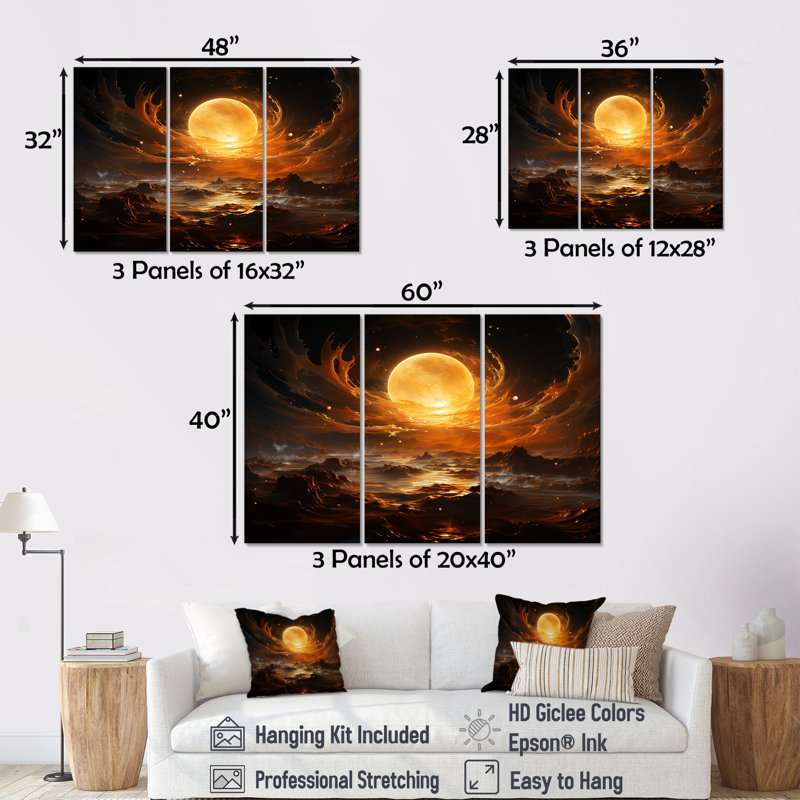 Verre de feu saturn planète II - art mural de la planète espace, Toile tendue, H 32 po x l 48 po