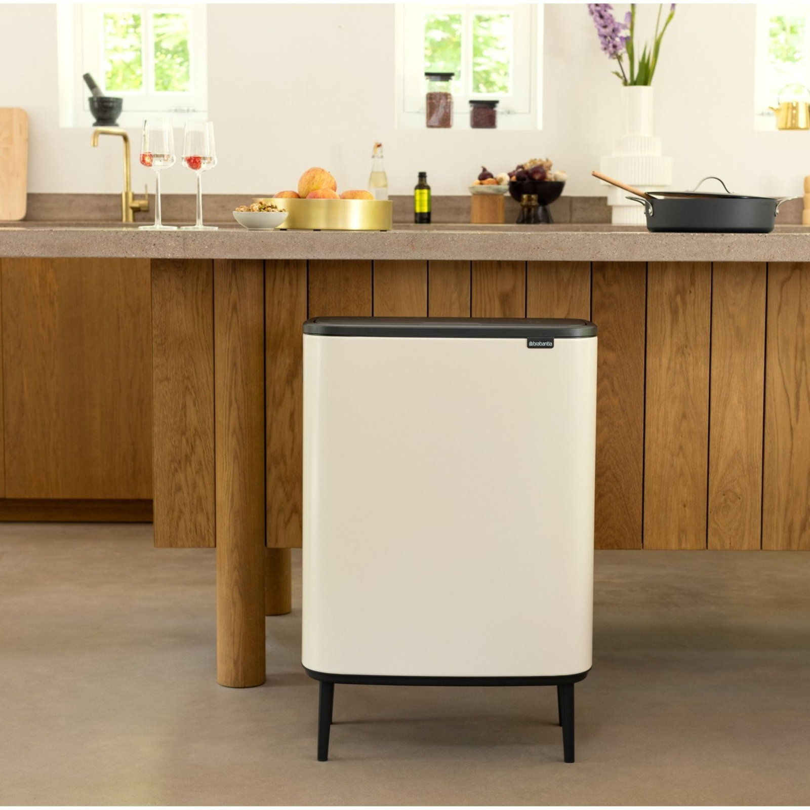 Brabantia Bo Hi Touch Dual Recycling Can, Soft Beige