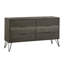 Commode en bois massif de style contemporain avec pieds en épingle à cheveux en métal, gris