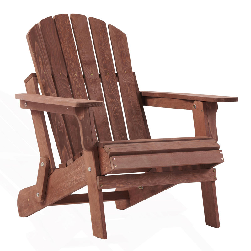 Chaise Adirondack pliante surdimensionnée pour l'extérieur avec dossier et siège pré-assemblés, chaise de patio, Café