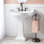 30" Cierra 35.63" Tall White Porcelain Oval Pedestal Bathroom Sink with Overflow