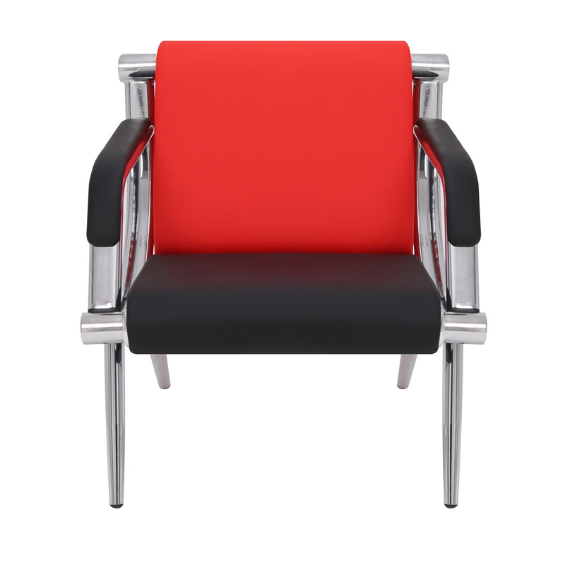 Chaise d'appoint moderne rembourrée avec dossier incurvé ergonomique et structure en métal, Red