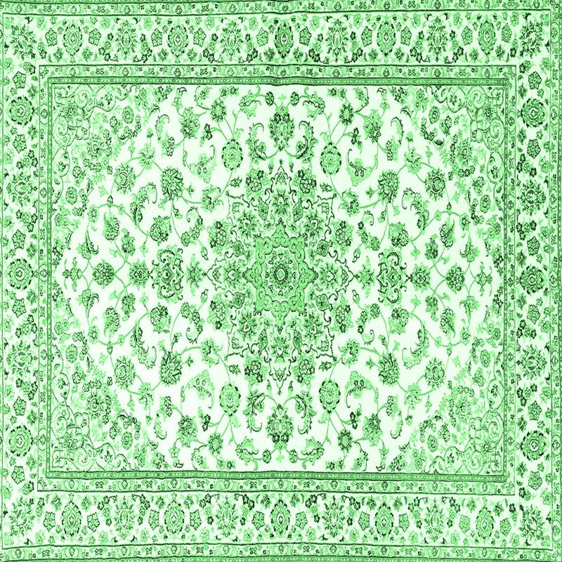 Tapis traditionnel vert émeraude 3535, Carré 7 pi