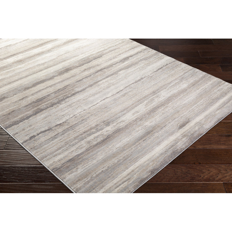 Behan Striped Medium Gray/Tan/Camel Rug, 7'10" Square
